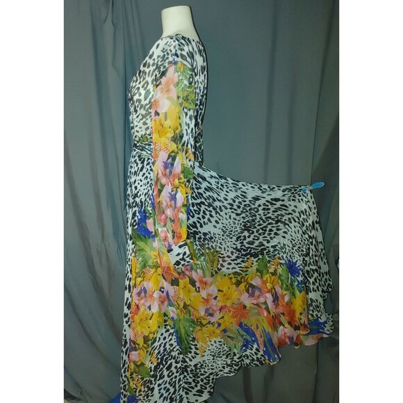 Sky Zone Exchange Dress Medium Bright Animal Print Diva Boho Floral Wrap India - Picture 2 of 11